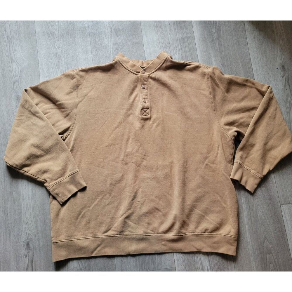 L.L. Bean Mens XL Tan Henley Pullover Shirt Cotton/Polyester Blend